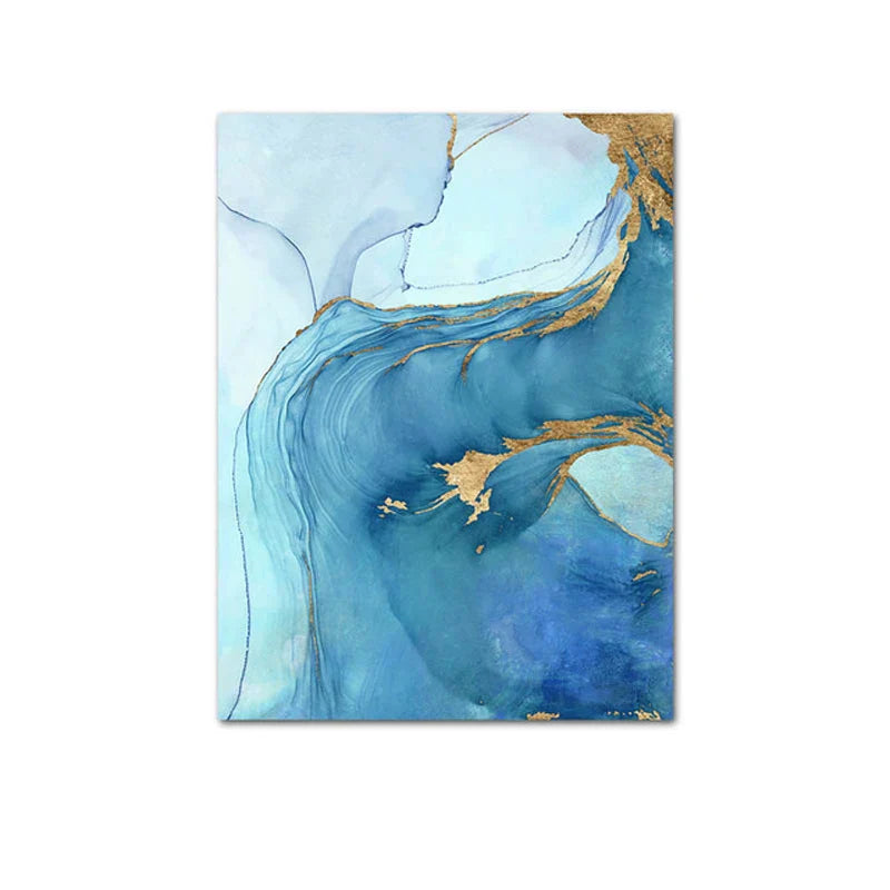 Blå Aqua Azure Marmortrykk Veggkunst Fine Art Lerretsutskrifter Abstrakte Bilder For Moderne Stue Hotellrom Hjemmekontor Dekor | Skanto