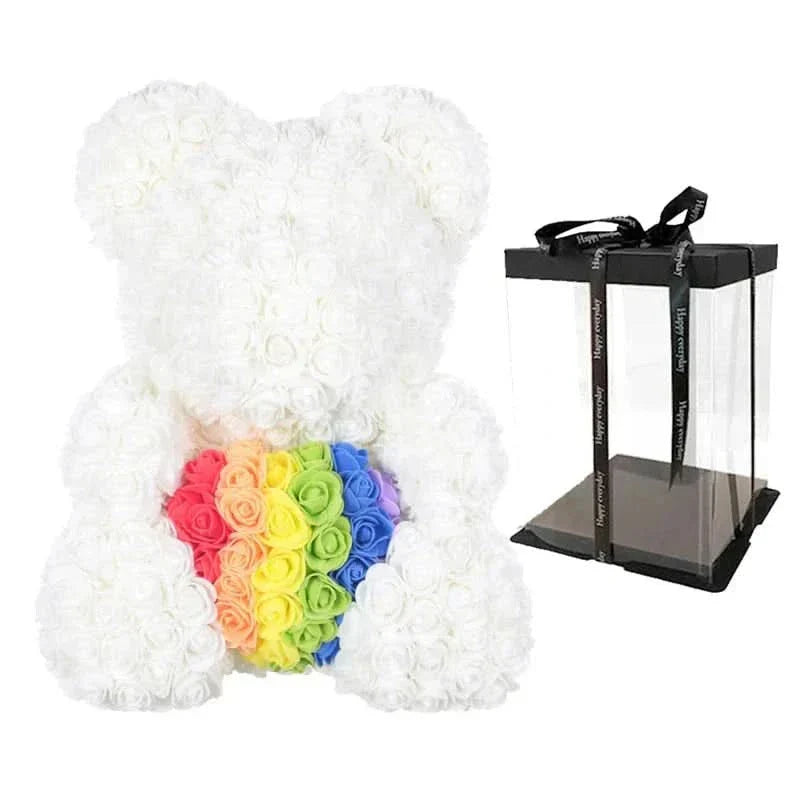 Rosen-Teddybär mit handgefertigten Schaumstoffrosen – 40 cm