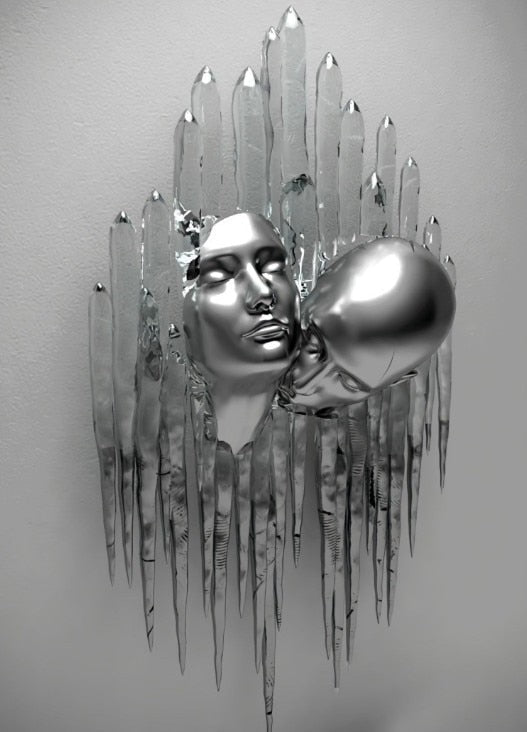 Skanto | Metallfigur Statuer Stiler Abstrakt Lærred Maleri Par Veggkunst Kjærlighet Skulptur Plakat Trykk Hjemmedekorasjon Stue Gaver