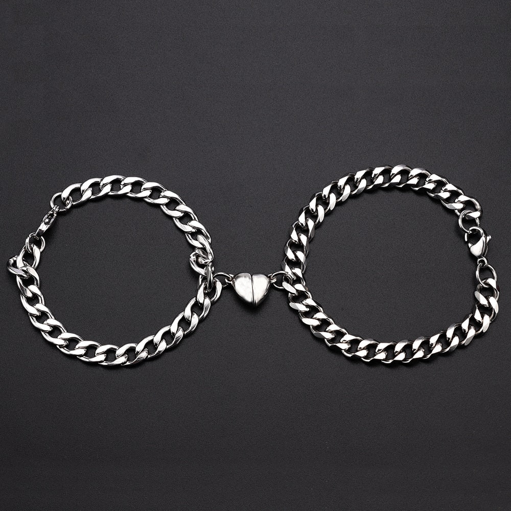 Skanto | Hjerteformet Magnet Par Armbånd