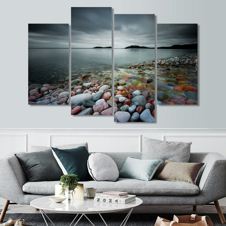 Abstract Modern Multi-Stone Landscape Canvas Wall Art Painting 4 Pieces | Skanto