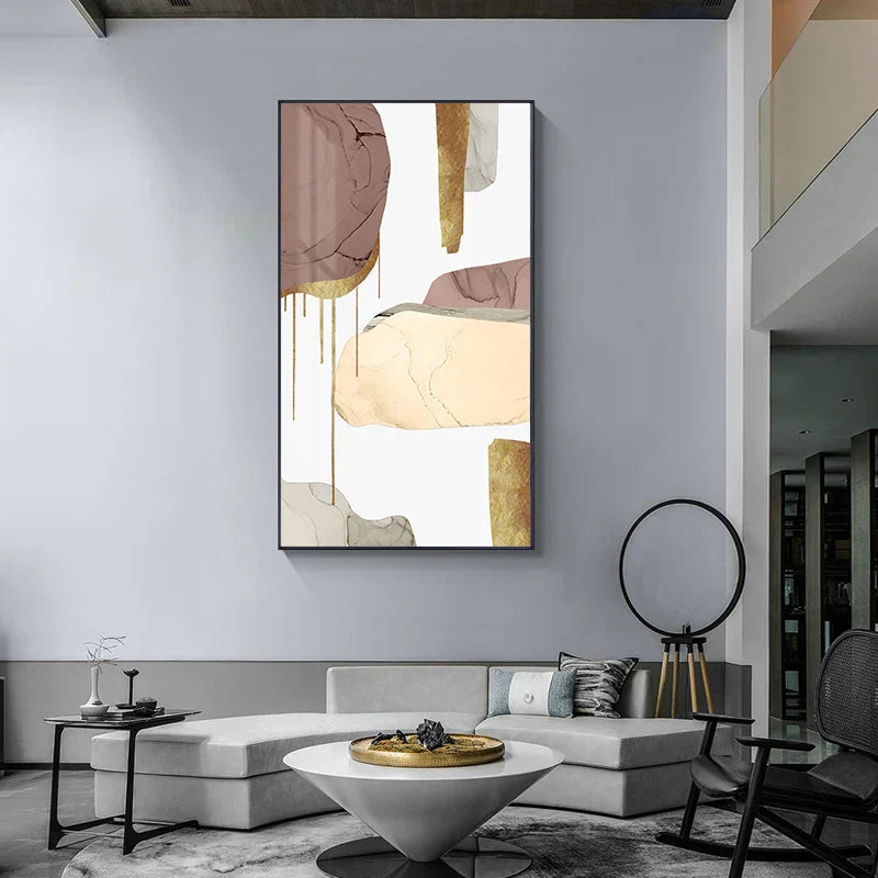 Nøytrale farger Mauve Beige Gylden Abstrakt Veggkunst Fin Kunst Lærred Utskrifter Bilder For Moderne Leilighet Stue Luksuriøse Interiører Kunst Dekor | Skanto