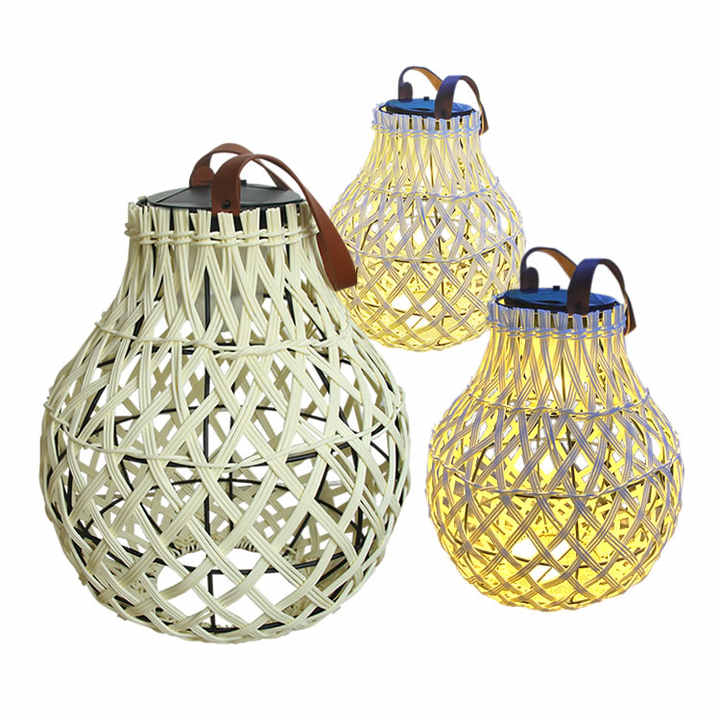 Skanto | Solr LED Rattanlampe – Stor utendørs belysning i oval design for hage og terrasse