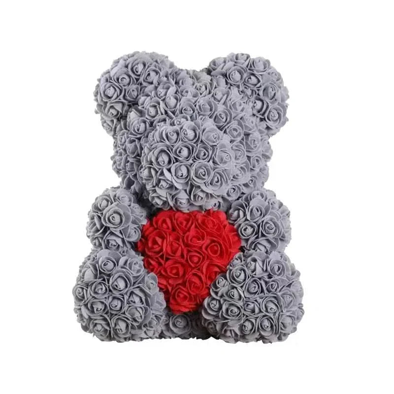 Rosen-Teddybär mit handgefertigten Schaumstoffrosen – 40 cm