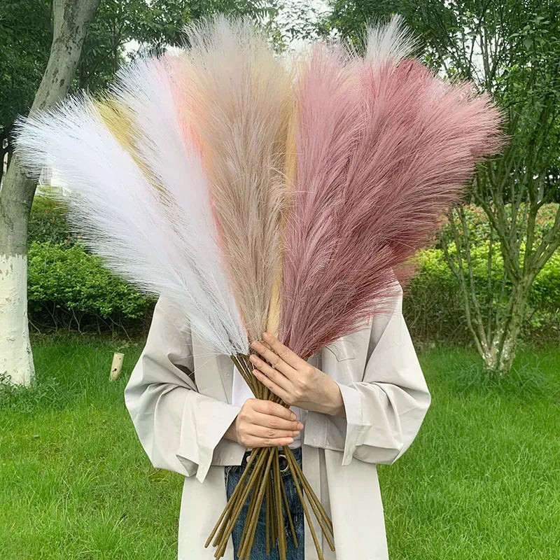 Skanto | 5 stykker 100 cm Kunstig Pampasgress Tørket Blomsterbukett Bryllup Fest Dekorasjon Hjem Rom DIY Kunstige Planter Dekorasjonsmateriell