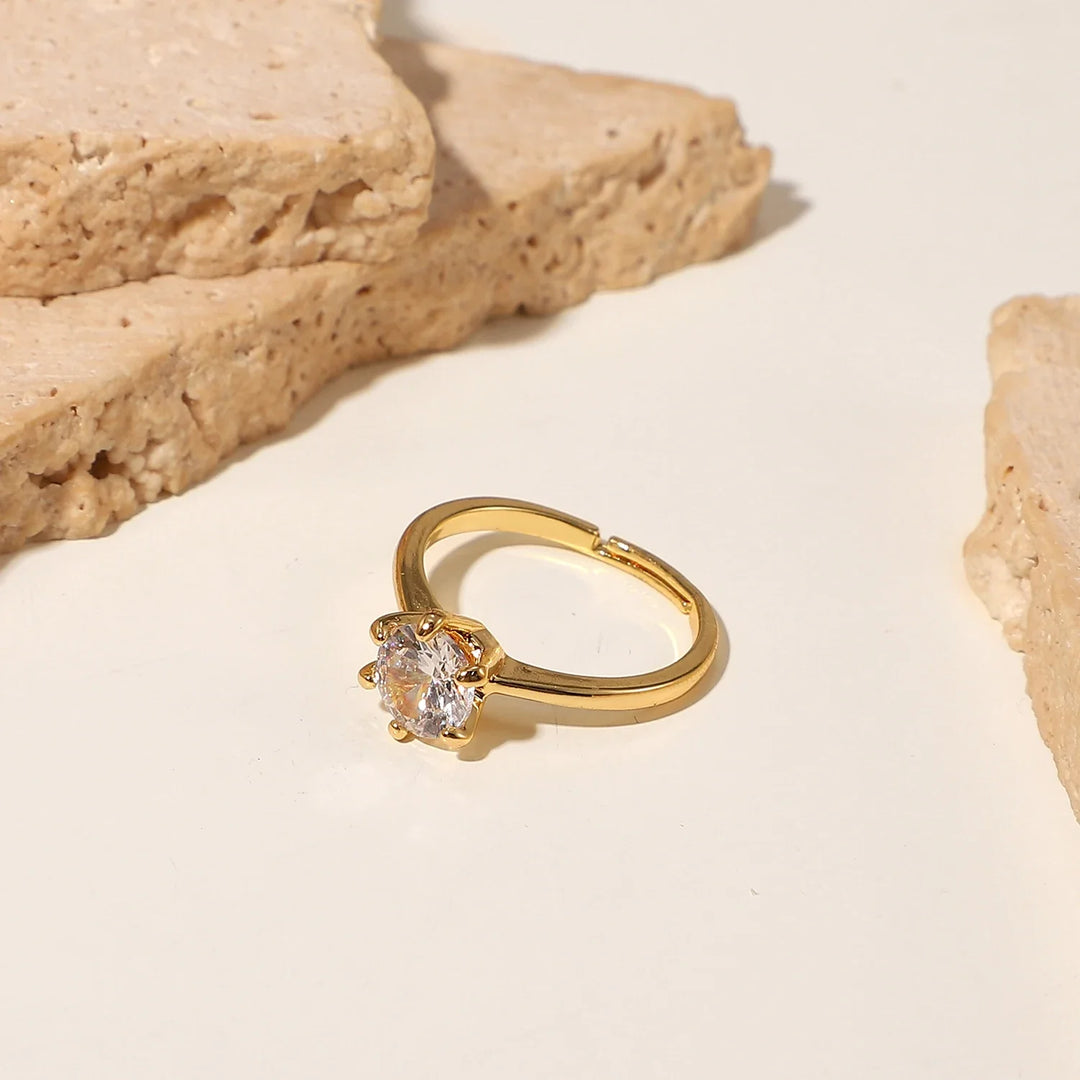 Skanto | Justerbar Klassisk 6 Tann Delikat Diamantring