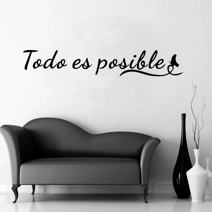 Todo Es Posible Inspirerende Spansk Setning Sitater Veggklistremerke Alt Er Mulig Veggdekor Fjernbar Peel og Stick Kreativ DIY Hjemmeinnredning | Skanto