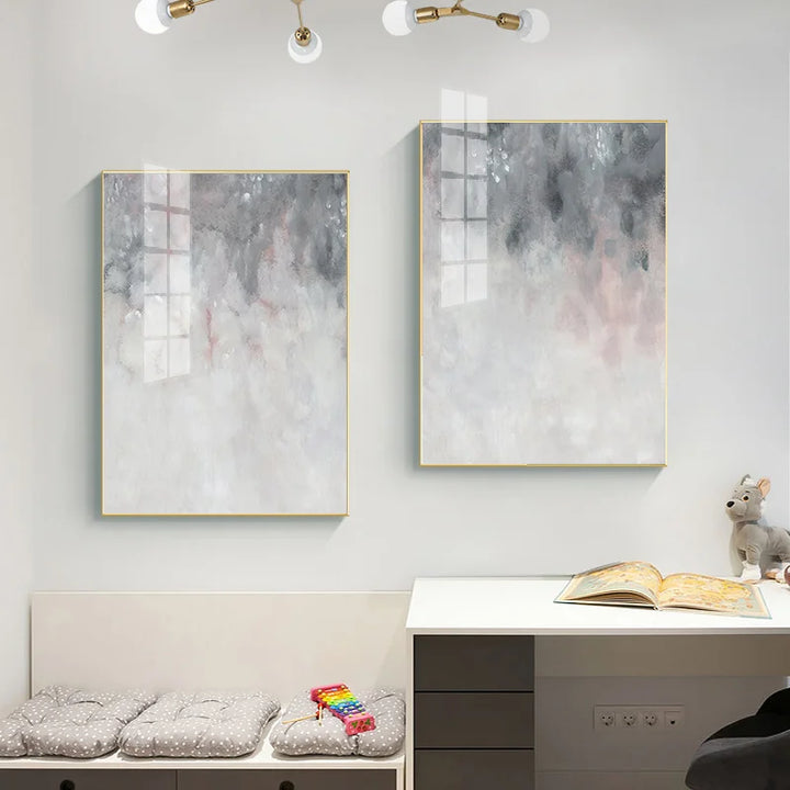 Abstrakte nyanser av rosa grå minimalistisk veggkunst fine art lerret utskrifter bilder for moderne leilighet stue kunstdekor | Skanto