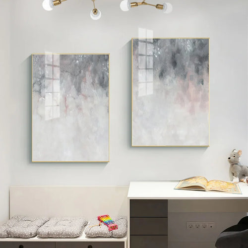 Abstrakte nyanser av rosa grå minimalistisk veggkunst fine art lerret utskrifter bilder for moderne leilighet stue kunstdekor | Skanto