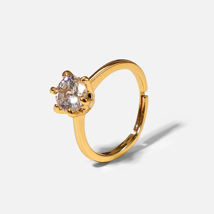 Skanto | Justerbar Klassisk 6 Tann Delikat Diamantring