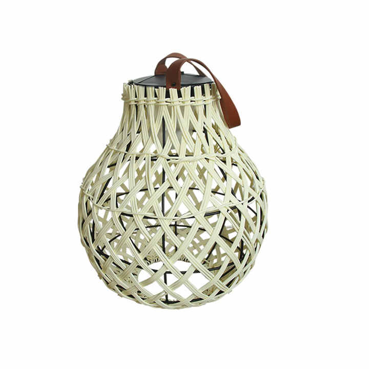 Skanto | Solr LED Rattanlampe – Stor utendørs belysning i oval design for hage og terrasse