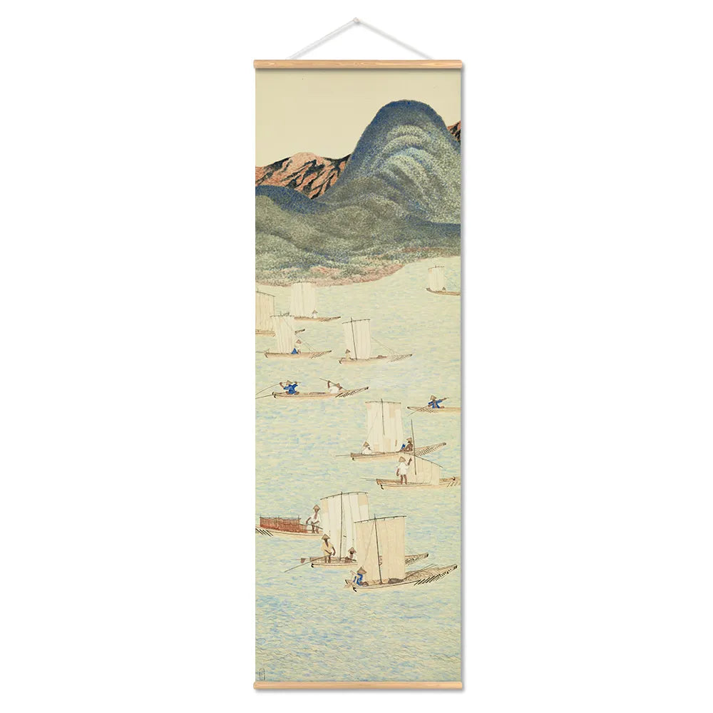Japansk Ou-Mi Ukiyoe Rulleskriftsutskrift Poster Landskap Veggkunst Bilder Stue Vintage Maleri Bondegård Innredning