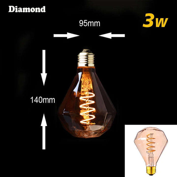 Skanto | Dimbar Vintage LED Lyspære (3W, E27 Undersøkelse) - Gull Spiral Filament for Kroner & Dekorativ Belysning