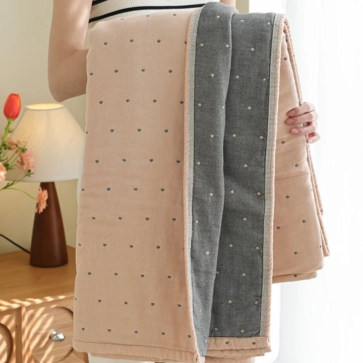 Skanto | Hjertet Stitch Double-Spliced Cotton Gassteppe