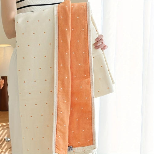 Skanto | Hjertet Stitch Double-Spliced Cotton Gassteppe