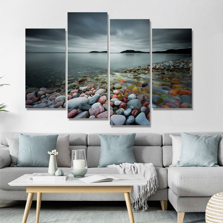 Abstract Modern Multi-Stone Landscape Canvas Wall Art Painting 4 Pieces | Skanto