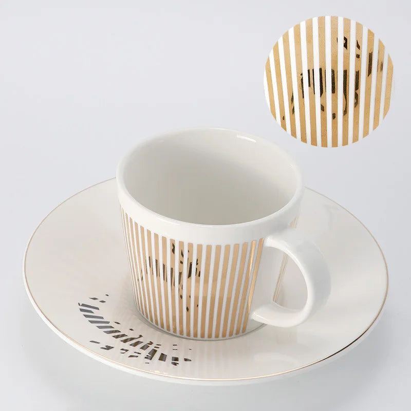 Skanto | Kreativ dynamisk SLR kopp Leopard anamorfisk zebra kopp Luycho kaffe te kopp sett med underlag 90ml-225ml