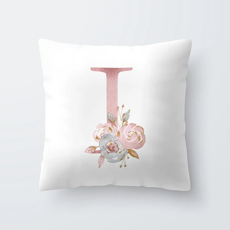 Rosa Gylden Blomsterbokstav Putevar 45x45cm Putevar For Stue Sofa Kastepute Polyester Bomull Firkantede Putekover | Skanto