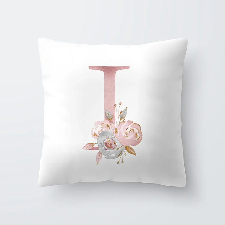 Rosa Gylden Blomsterbokstav Putevar 45x45cm Putevar For Stue Sofa Kastepute Polyester Bomull Firkantede Putekover | Skanto