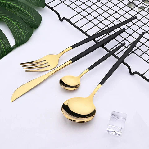 LuxeSet – Luksuriøst Minimalistisk 24-delt Bestikk i Rustfritt Stål | Skanto