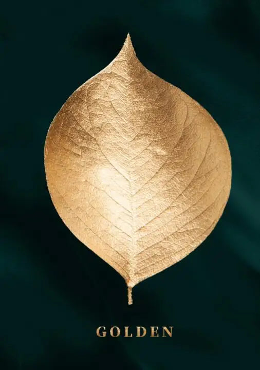 Sett med 3 deler Gyldent blad veggkunst Minimalistisk nordisk tropisk planter Fin kunst lerret trykk bilder for stue spisestue kunst dekor | Skanto