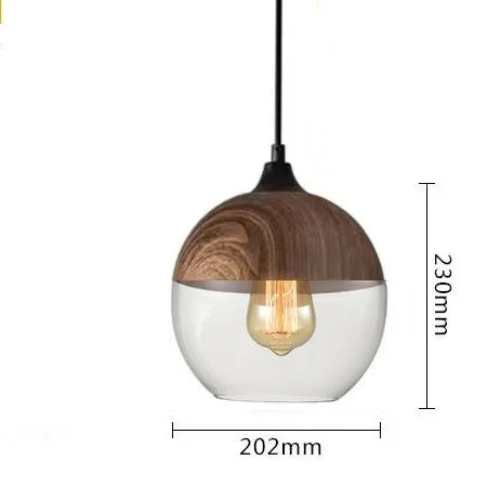 Skanto | EternaGlow Pendellampe laget av Glass og Tre | Elegant Design for Ditt Hjem
