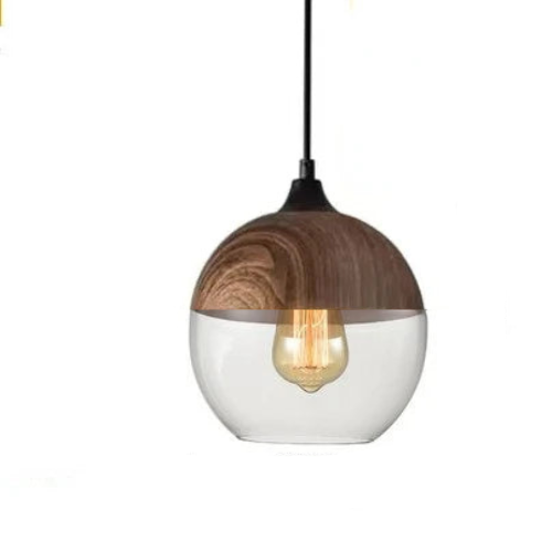 Håndgeblasene Pendelleuchte fra Glas og Holz, Verstellbar