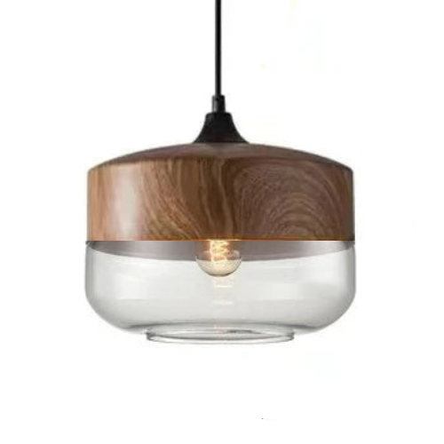 Håndgeblasene Pendelleuchte fra Glas og Holz, Verstellbar
