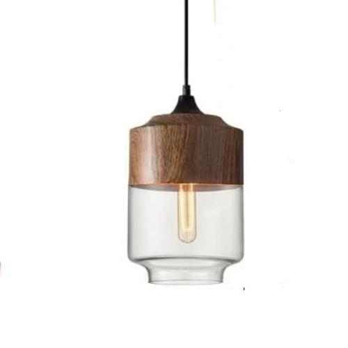 Håndgeblasene Pendelleuchte fra Glas og Holz, Verstellbar