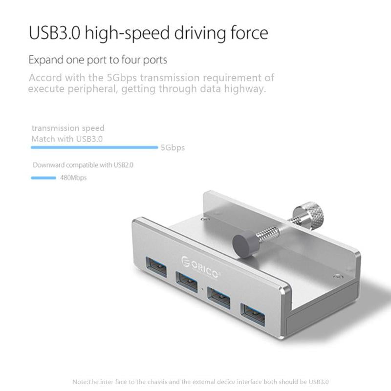 4 Port Klipp-Type USB 3.0 Aluminiums Hub | Skanto