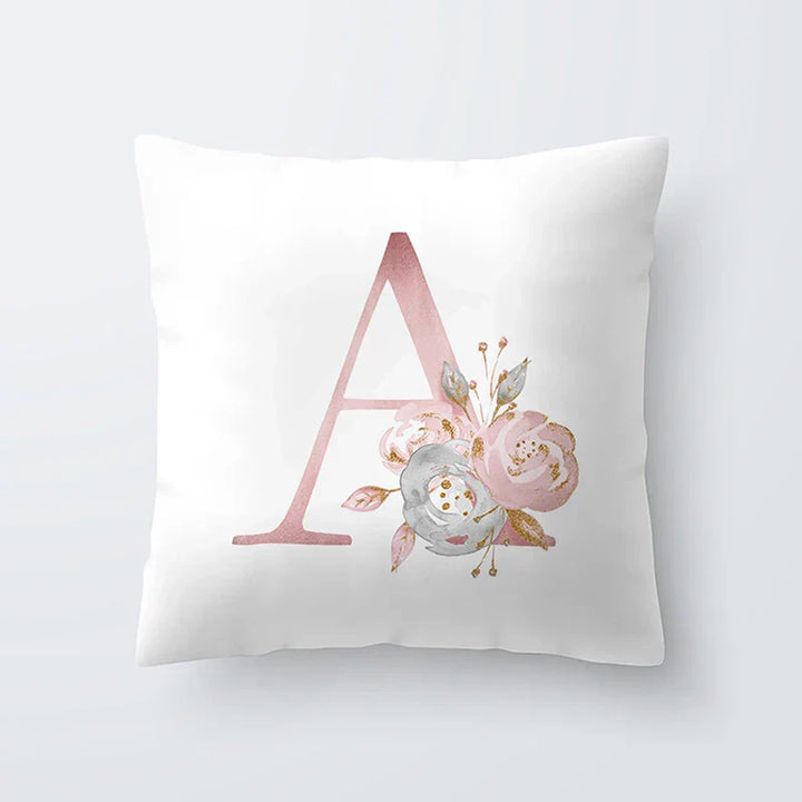 Rosa Gylden Blomsterbokstav Putevar 45x45cm Putevar For Stue Sofa Kastepute Polyester Bomull Firkantede Putekover | Skanto