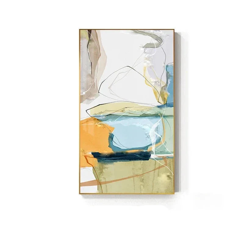 Fargerike skandinaviske abstrakte veggkunst Fine Art lerretsutskrifter Moderne bilder for leilighet stue foyer inngangsområde kunst dekor | Skanto