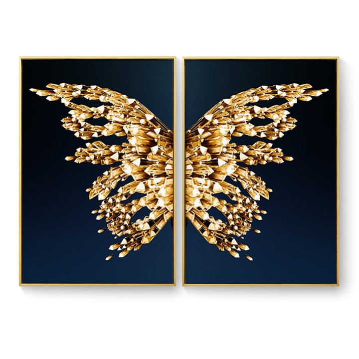 Gullne Sommerfugl vinger Boutique Abstrakt Veggkunst Fin Kunst Lerret utskrifter Moderne Bilder For Luksuriøs Stue Soverom Stilfull Glamour Boliginnredning | Skanto