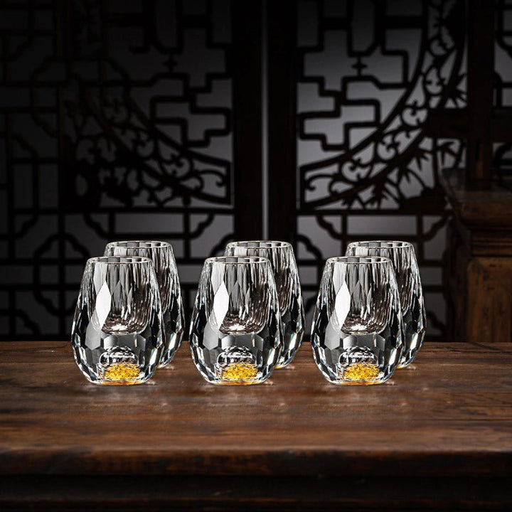 Luksuriøse Kristallgläser mit Goldflocken – Handgefertigt – 2er-Set – Für Whisky og Premium-Getränke