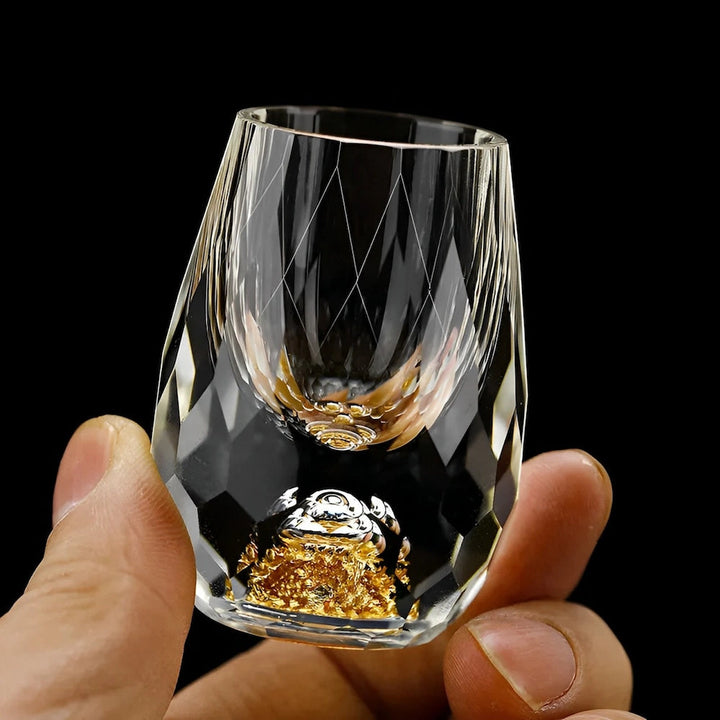 Luksuriøse Kristallgläser mit Goldflocken – Handgefertigt – 2er-Set – Für Whisky og Premium-Getränke