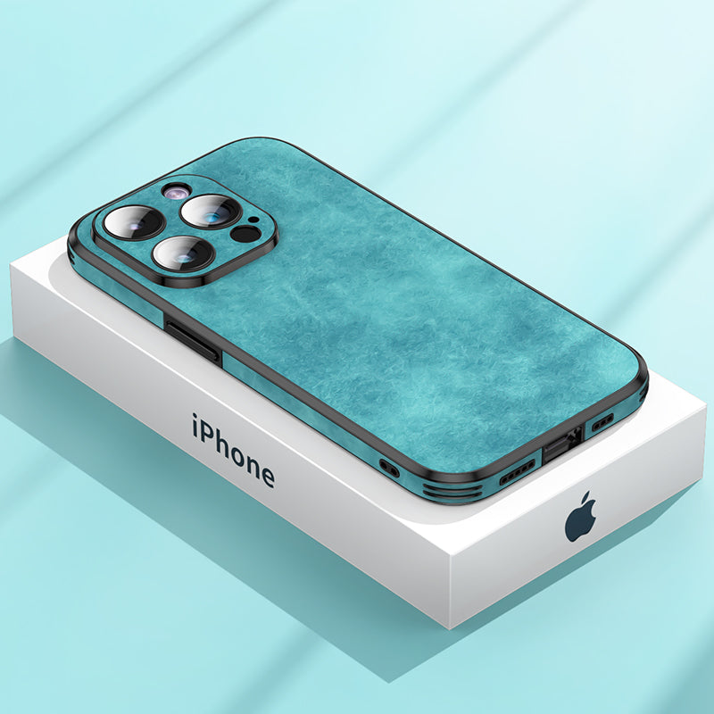 Skanto | Høykvalitets lær iPhone-deksel med sjokkbeskyttende kamerabeskyttelsesveske | MagSafe-deksel for Apple iPhone 15/14/13 Pro Max Plus | Armor-deksel til telefon