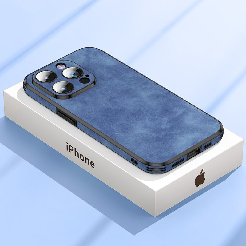Skanto | Høykvalitets lær iPhone-deksel med sjokkbeskyttende kamerabeskyttelsesveske | MagSafe-deksel for Apple iPhone 15/14/13 Pro Max Plus | Armor-deksel til telefon