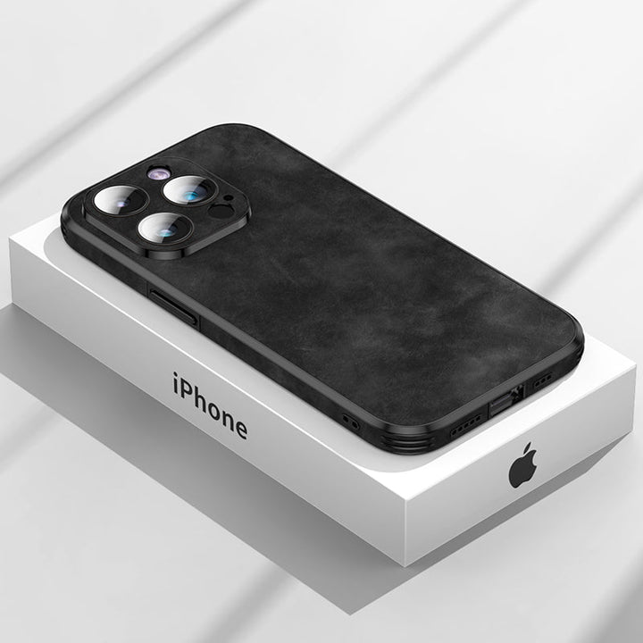 Skanto | Høykvalitets lær iPhone-deksel med sjokkbeskyttende kamerabeskyttelsesveske | MagSafe-deksel for Apple iPhone 15/14/13 Pro Max Plus | Armor-deksel til telefon