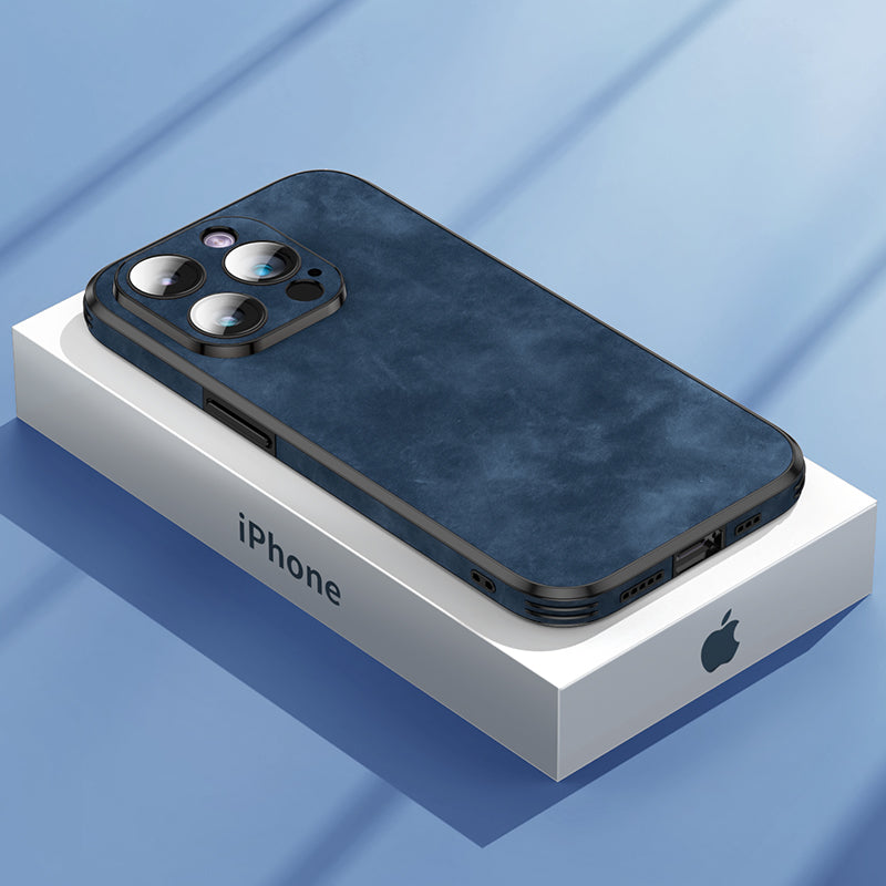 Skanto | Høykvalitets lær iPhone-deksel med sjokkbeskyttende kamerabeskyttelsesveske | MagSafe-deksel for Apple iPhone 15/14/13 Pro Max Plus | Armor-deksel til telefon