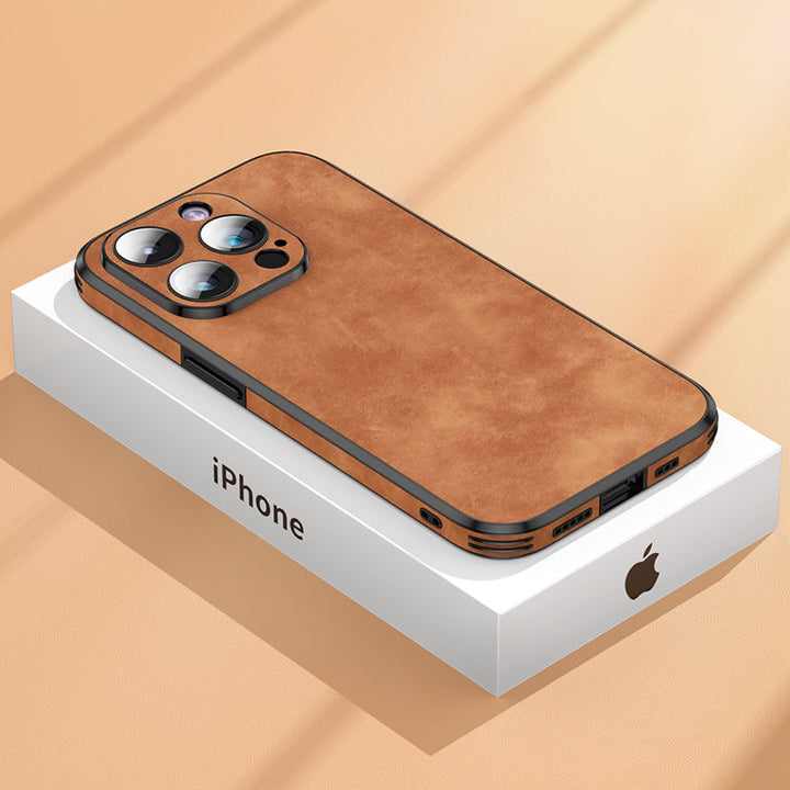 Skanto | Høykvalitets lær iPhone-deksel med sjokkbeskyttende kamerabeskyttelsesveske | MagSafe-deksel for Apple iPhone 15/14/13 Pro Max Plus | Armor-deksel til telefon