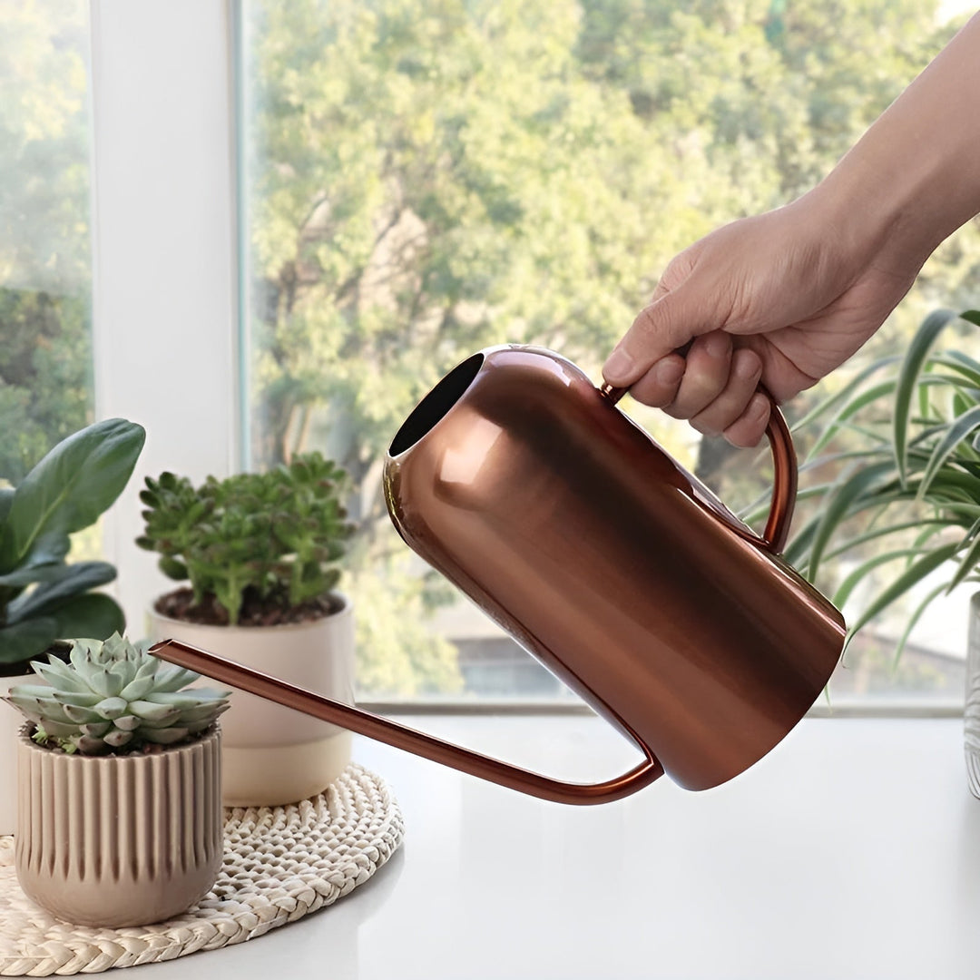 Skanto | Rustfritt Stål Hellervann - 1,5L Lang Vanningkanne for Planter og Blomster