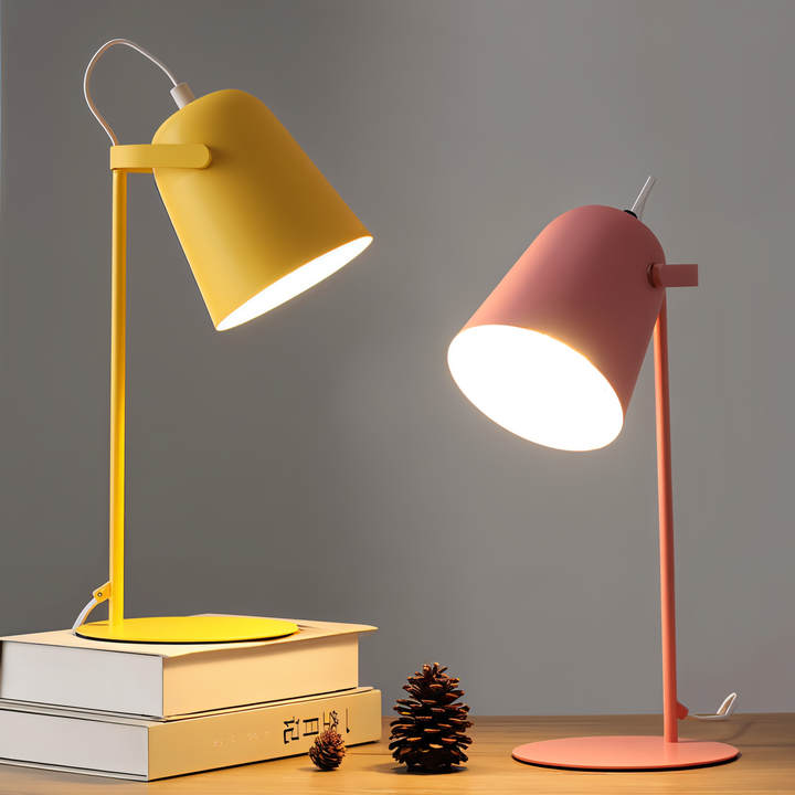 Skanto | Macaron Bordlampe - Nordisk Gul Skrivebordlampe - Justerbar Lampe