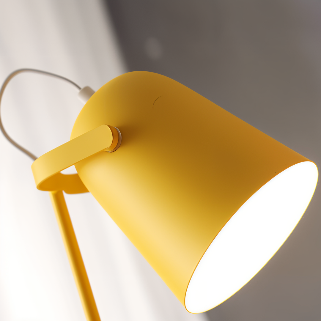 Skanto | Macaron Bordlampe - Nordisk Gul Skrivebordlampe - Justerbar Lampe