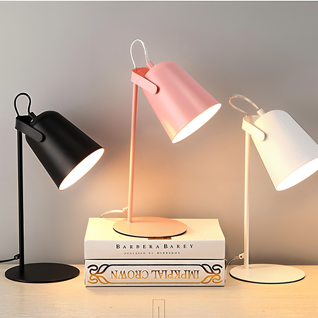 Skanto | Macaron Bordlampe - Nordisk Gul Skrivebordlampe - Justerbar Lampe