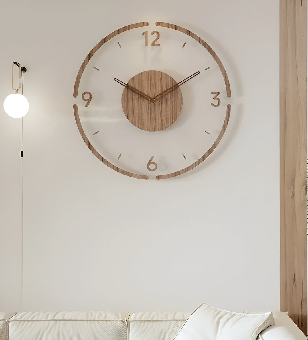 Transparente Wanduhr av ClearWood – gir Quarzwerk med Holzdetaljer
