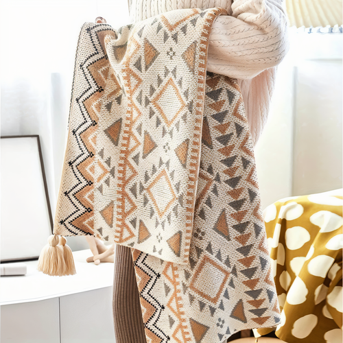 Skanto | VIVIDLOOM – Geometrisk Boho Fleece Teppe