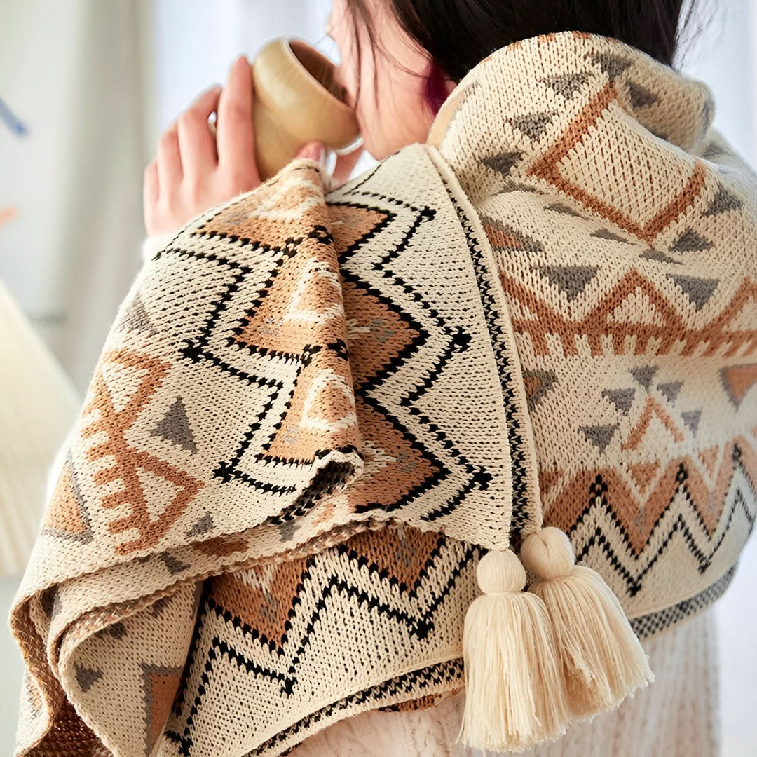 Skanto | VIVIDLOOM – Geometrisk Boho Fleece Teppe