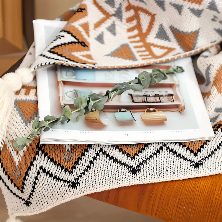Skanto | VIVIDLOOM – Geometrisk Boho Fleece Teppe