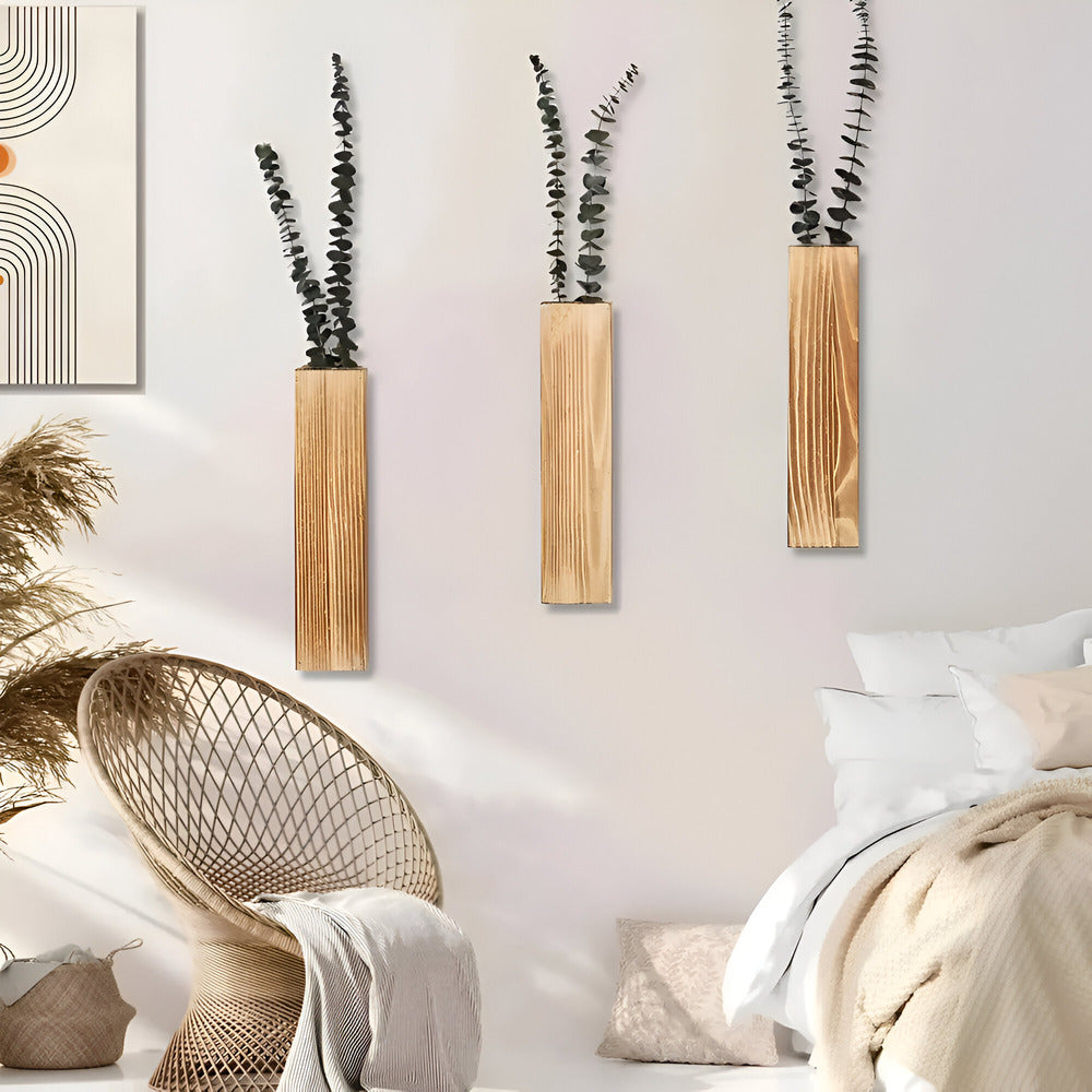 Skanto | Tre veggvase | Rektangulær plantehylle 30 cm