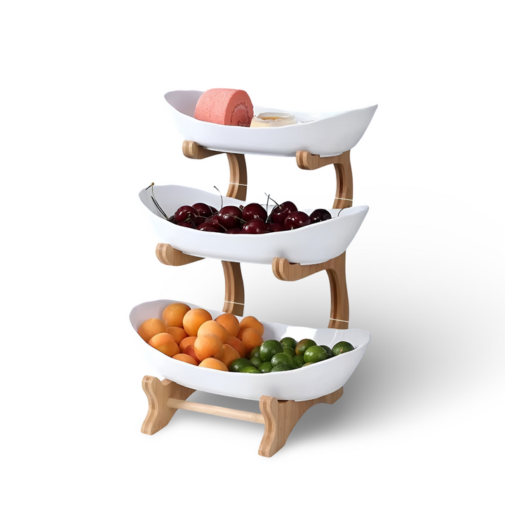 Skanto | Tre nivå fruktskål – Moderne flerlagd snacks- og fruktutstillingsstativ